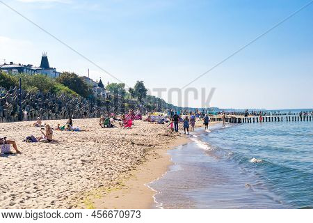 Mielno, Poland -08.09.2021 - Beach In Mielno