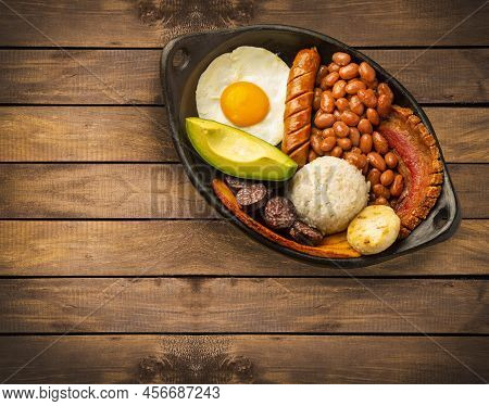 Bandeja Paisa Most Representative Dish Of Colombia And The Insignia Of Antioquia Gastronomy