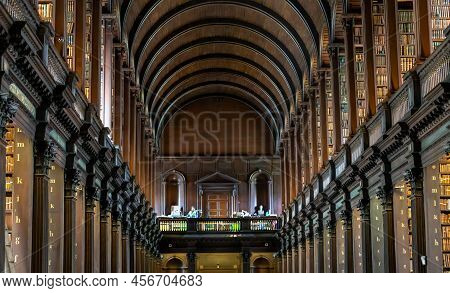 Dublin, Ireland - June 2, 2022: The Long Room Interior Of The Old Library At Trinity College. Marble