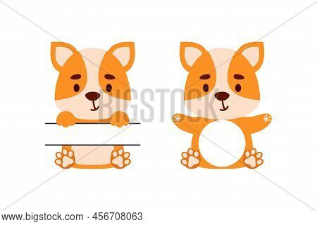 Cute Little Dog Split Monogram. Funny Cartoon Character For Kids T-shirts, Nursery Decoration, Baby 