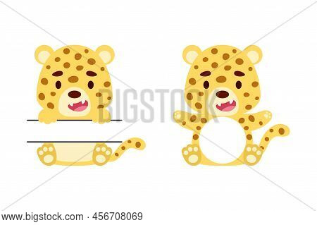 Cute Little Cheetah Split Monogram. Funny Cartoon Character For Kids T-shirts, Nursery Decoration, B