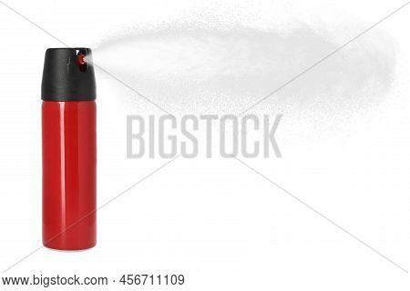 Using Of Pepper Spray On White Background