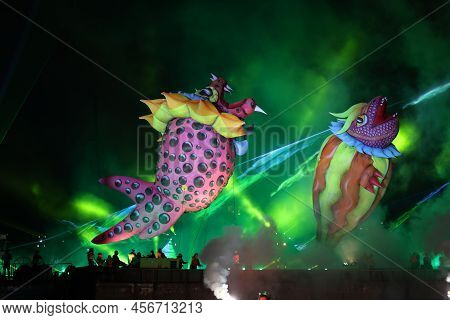 Cracow, Poland - June 4, 2022: Great Dragon Parade. The Great Outdoor Show On The Vistula River.