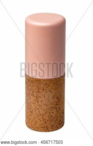 Lip Balms. Close-up Of A Pink Brown Lip Care Stick Or Chapstick Isolated On A White Background. Clip