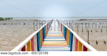 The Scenic Viewpoint At The Rainbow Bridge Which That On To The Sea And The Viewpoint At Samut Sakor