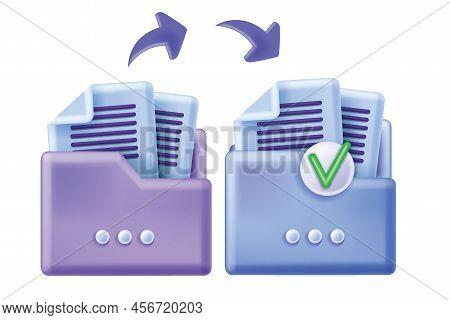 3d File Transfer, Vector Data Backup, Digital Safe Information Exchange, Computer Document Folder. I