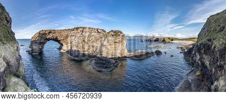 Aerial View Of The Great Pollet Sea Arch, Fanad Peninsula, County Donegal, Ireland