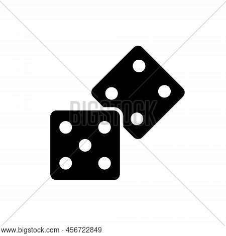 Dice Black Silhouette Icon. Play Cube Roll Random Lucky Game Glyph Pictogram. Backgammon Fun Flat Sy