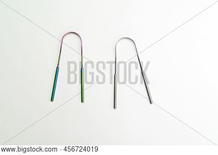 Dental Care Oral Hygiene Individual Tools. Clean Mouth Home Equipment For Tongue Scrapers.