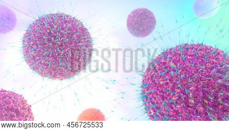 3d Illustration Of Antibodies Attacking Virus Cell Into The Bloodstream