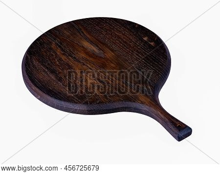 Empty cutting board in dark oak wood isolated on white