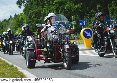 Chelm, Lubelskie, Poland - June 18, 2022: Rally Of Motorcyclists In Chelm At Motokropla 2022, Three-