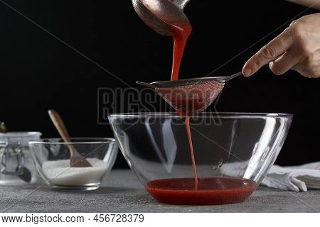 Process Of Making Strawberry Jam. Home Cooking, Studio Photo