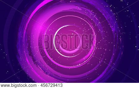 Abstract Pink And Cian Circle Neon Lights With Motion Effect. Vector Background Illustration