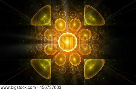 Digital Illustration Abstract Image Generated Fractal Background Image Portal Pattern Of Various Geo