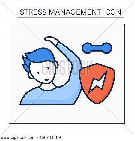 Stress Color Icon. Physical Activity Huge Stress Reliever. Health Protection. Mental Health Concept.