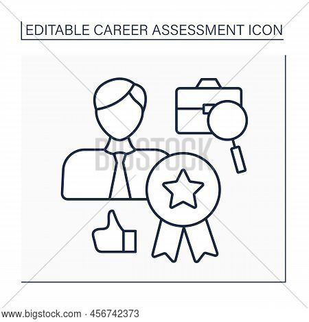 Status And Prestige Line Icon. Reputation Achieved Through Hard Work. Best Worker. Career Assessment