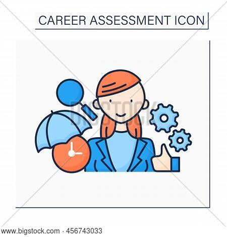 Job Stability Color Icon.prospects For Future. Insurance And Employee Protection Through Employment 