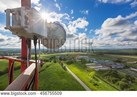 Metal Construction For Telecommunication Data Equipment Or Mast With Microwave, Radio Panel Antennas