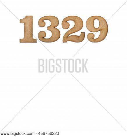 Number 1329 In Wood, Isolated On White Background