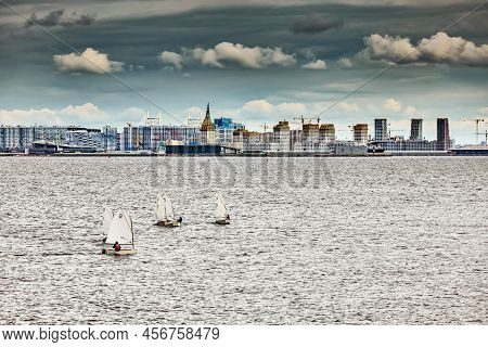 Russia, St. Petersburg, 17 June 2022: The Residential Complex Under Construction On The Embankment O