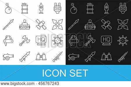 Set Line Sniper Rifle With Scope, Naval Mine, Japanese Ninja Shuriken, Human Target Sport For Shooti