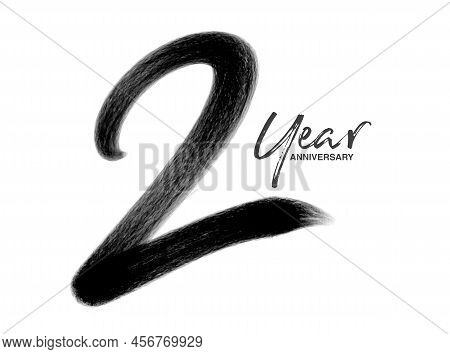 2 Years Anniversary Celebration Vector Template, 2 Years  Logo Design, 2th Birthday, Black Lettering