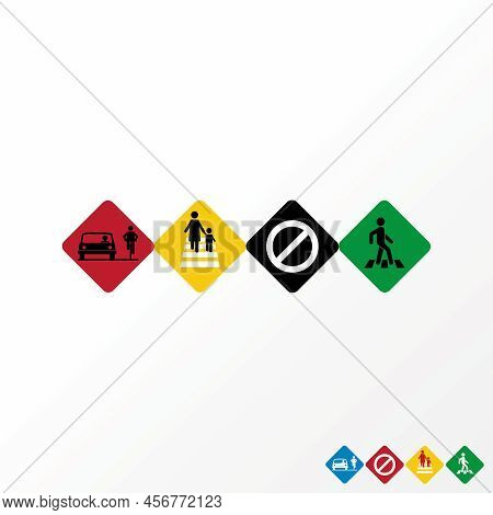 Simple And Unique Road Symbol For Rider, Crossing, Prohibited Stop Or Warning Image Graphic Icon Log