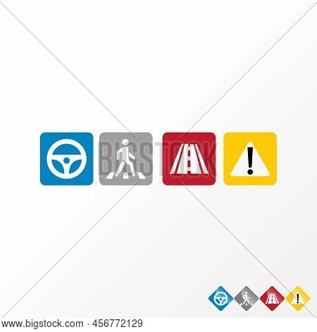 Simple And Unique Road Symbol For Rider, Crossing, Road And Warning Image Graphic Icon Logo Design A