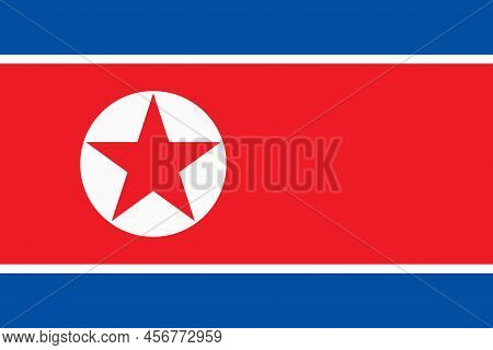Flag Of North Korea. Juche National Banner And Patriotic Symbol. Official Colors. Flat Vector Illust