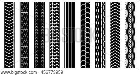 Tire Patterns. Geometric Texture. Grunge Texture. Seamless Pattern. Vector Illustration. Stock Image