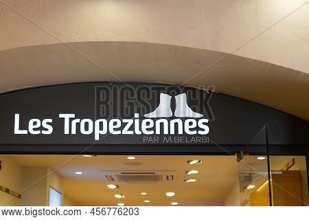 Saint-tropez , Paca  France - 06 15 2022 : Les Tropeziennes Shop Logo Brand Footwear Store Text In C