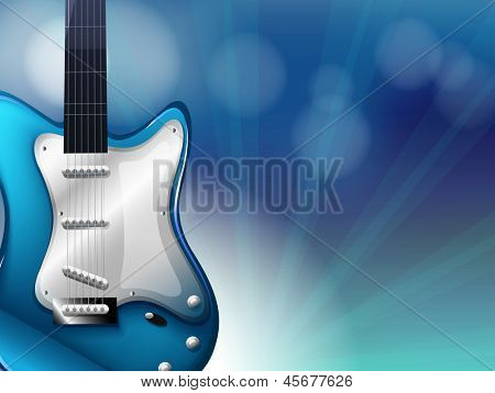 Illustration af en brevpapir med en blå elektrisk guitar