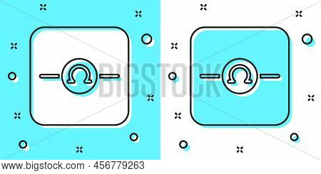 Black Line Ohmmeter Icon Isolated On Green And White Background. Random Dynamic Shapes. Vector
