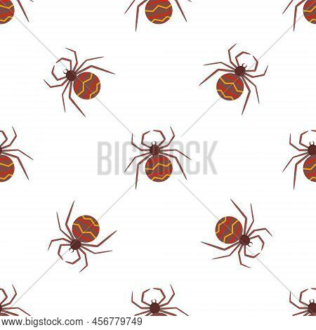 Children S Seamless Pattern With Spiders On A White Background.
