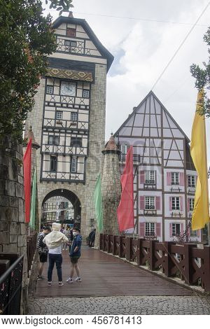 Bukit Tinggi, Malaysia - Jun 08, 2022: People Visit To Old French Style Public Building At Colmar Bu