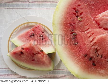 Fresh Sliced Watermelon Close-up  Beautiful  Organic Eco Wegan  Photo Food Background  Slices Of Jui