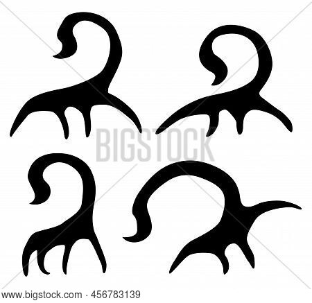 Quadruped Abstract Scorpion Symbol Black, Vector Illustration, Horizontal, Isolated