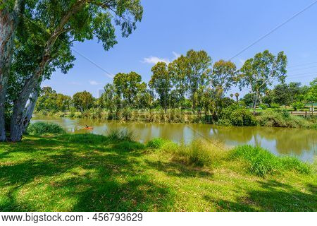 Tel-aviv, Israel - June 17, 2022: View Of A Rower In The Yarkon River, The Yarkon Park, Tel-aviv, Is