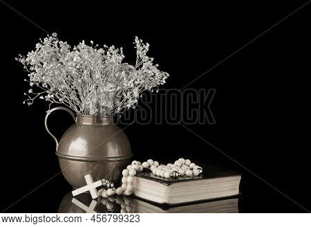 Vase Silver Retro Isolated On Black Background