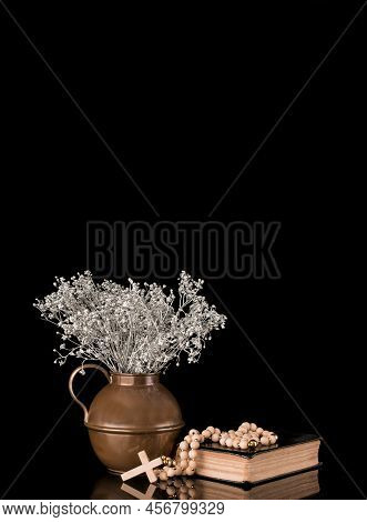 Vase Silver Retro Isolated On Black Background