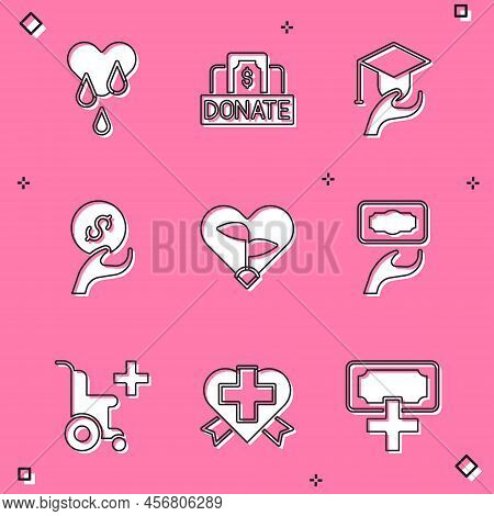 Set Blood Donation, Donation And Charity, Education Grant, Leaf In Heart, Wheelchair For Disabled Pe