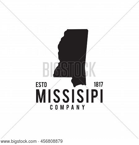 Missisipi State Map Outline Vector Logo Design
