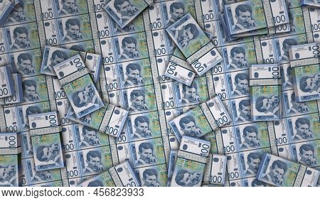 Serbia Dinar Money Banknotes Pack 3D Illustration