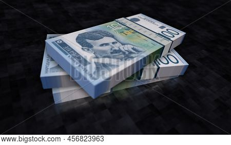Serbia Dinar Money Banknotes Pack 3D Illustration
