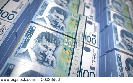 Serbia Dinar Money Banknotes Pack 3D Illustration