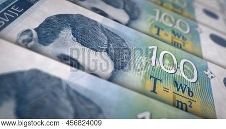 Serbia Dinar Money Banknotes Pack 3D Illustration