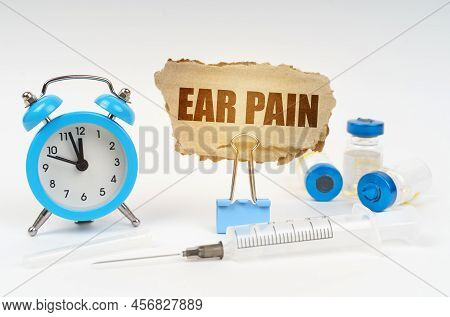 Medical Concept. Near The Stethoscope Are A Syringe, Ampoules And A Clip With A Cardboard Plate - Ea