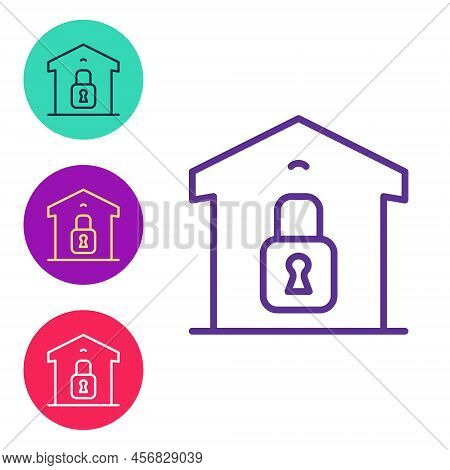 Set Line Closed Warehouse Icon Isolated On White Background. Set Icons Colorful. Vector