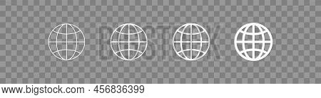 Web Globe Inernet White Icon. Isolated Flat World Button. Vector